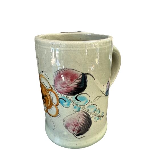 Noe Sure Mexico Hand Painted Tonala Large Mug Stein Vintage Folk Art Floral - Picture 5 of 10